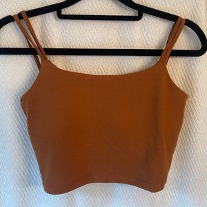 HALARA Rust/Orange Double Strap Backless Twisted Cropped Tank Top
